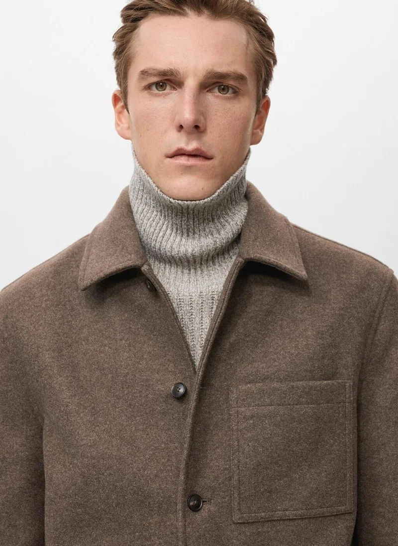 Mango Man  Wool coat with pockets for Men | Best Price UAE